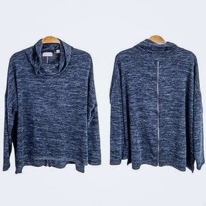 Altar’d State Blue Heathered Cowl Neck Back Zip Knit Top Sweater S